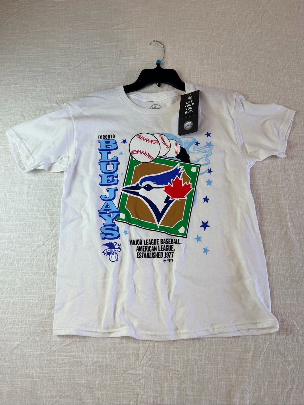 Mitchell & Ness White Toronto Blue Jays Graphic Tee with Blue and Green Accents